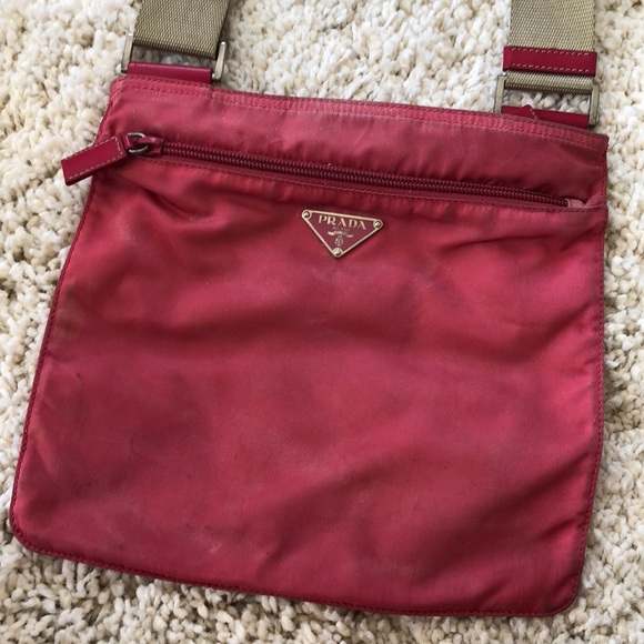 Prada Handbags - Hot pink authentic Prada nylon cross body purse